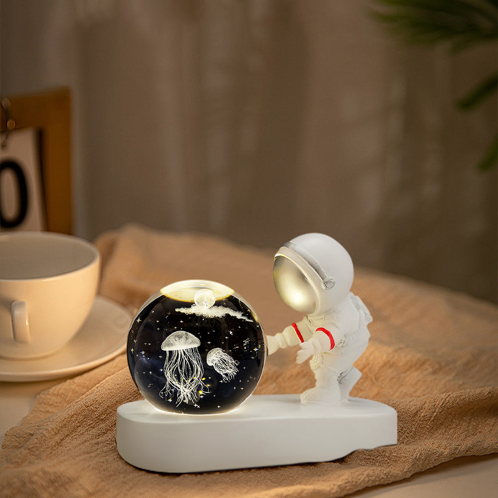 Astronaut 3D Crystal Ball Night Light for Home Décor - USB Plugged In_11