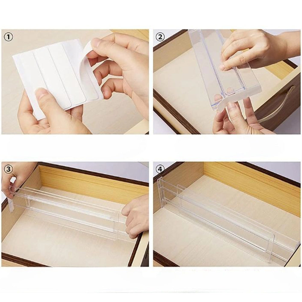4/6/8pcs Expandable Adjustable Plastic Clear Drawer Divider Tools_14