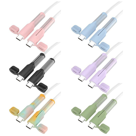 Mobile Phone Data Cable Protective Cover Silicone Anti-break Charging Cable Protective Cover With Dust Cap_0