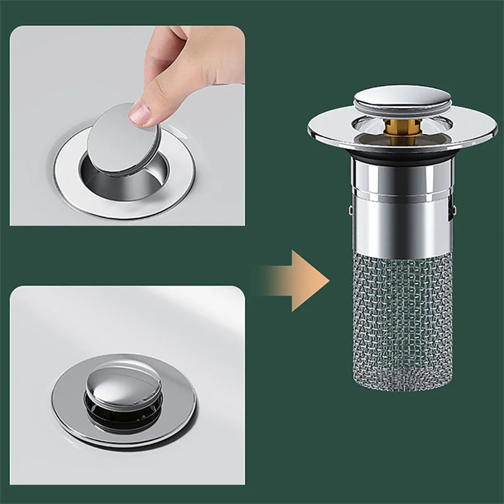 Anti-Odor Pop-Up Design Stainless Steel Sink Strainer & Stopper_11