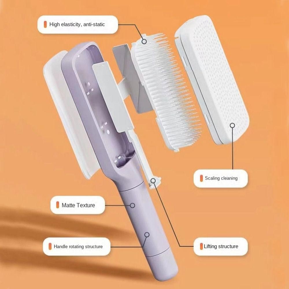 Anti-Static Massage Comb Scalable Rotate Lifting Self Cleaning Hairbrush_13