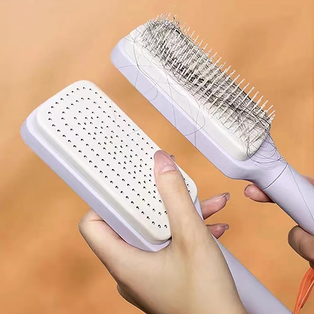 Anti-Static Massage Comb Scalable Rotate Lifting Self Cleaning Hairbrush_4