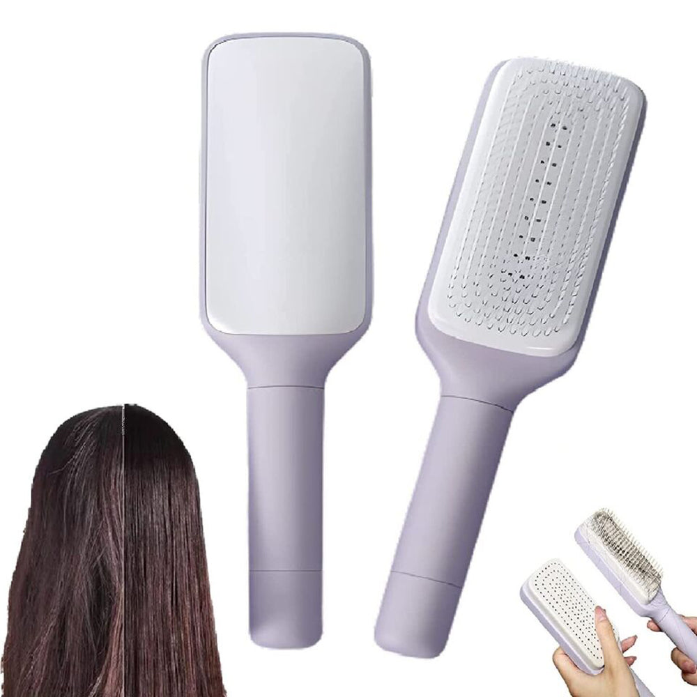 Anti-Static Massage Comb Scalable Rotate Lifting Self Cleaning Hairbrush_0
