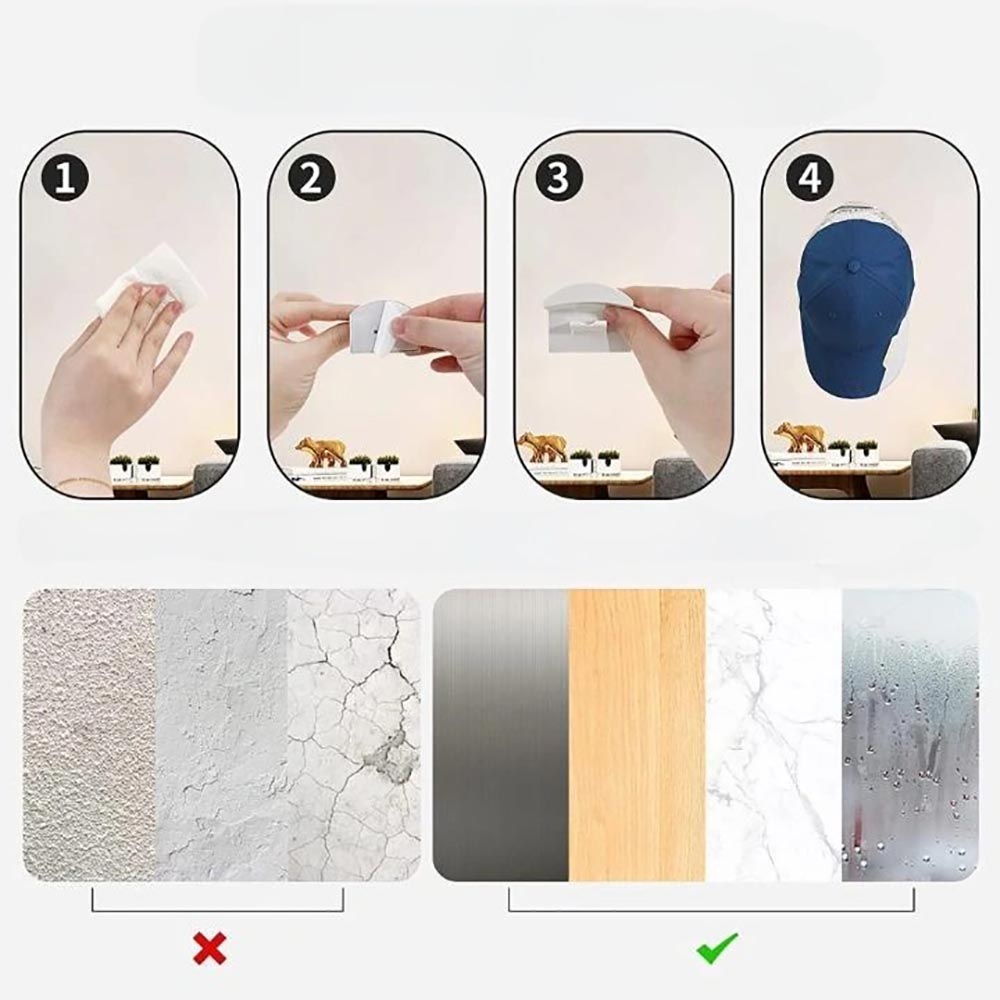 10pcs Self-Adhesive Multifunctional Hat Hooks For Wall_8