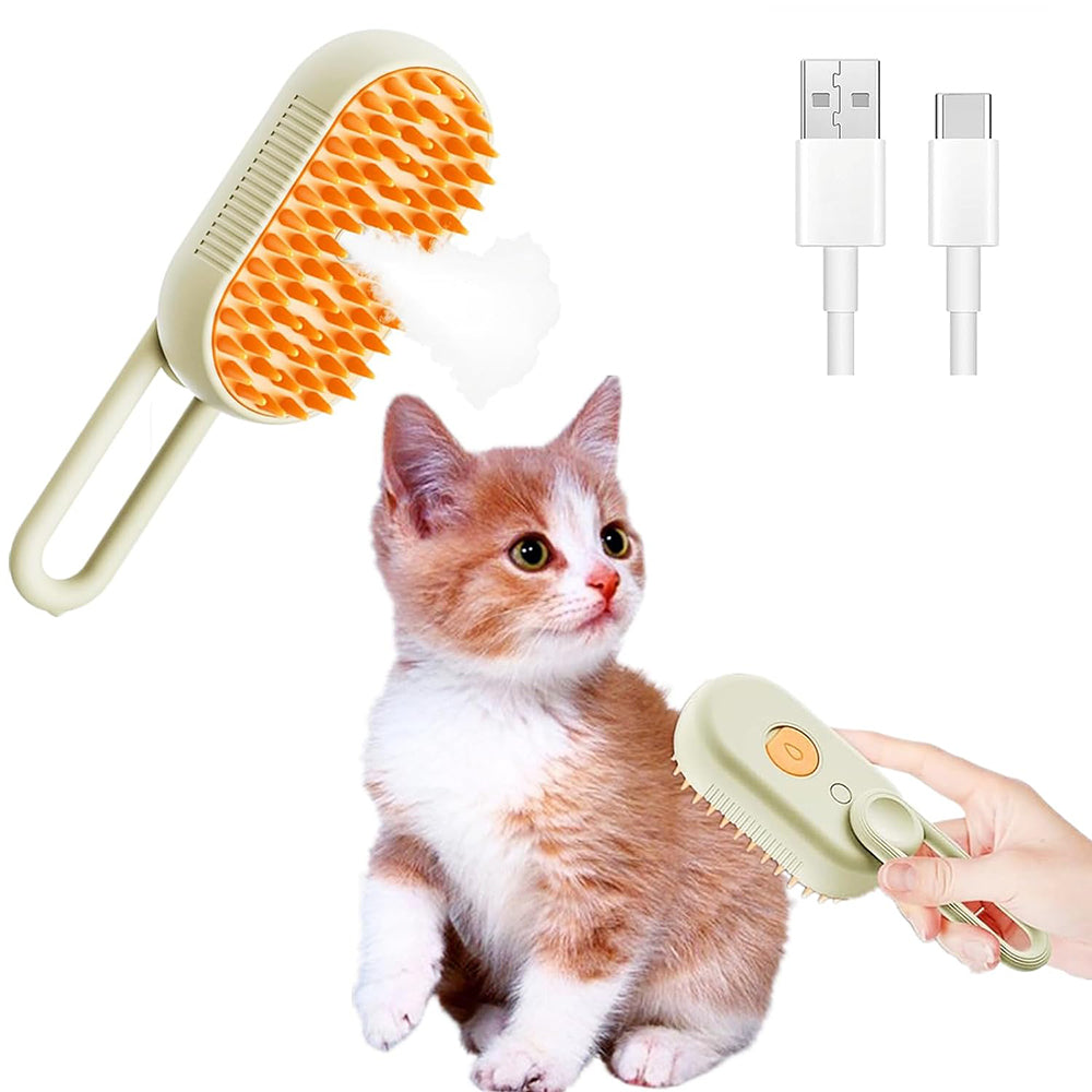 Self-Cleaning Hair Removal Cat Steamy Brush with Massage Function - USB Rechargeable_8