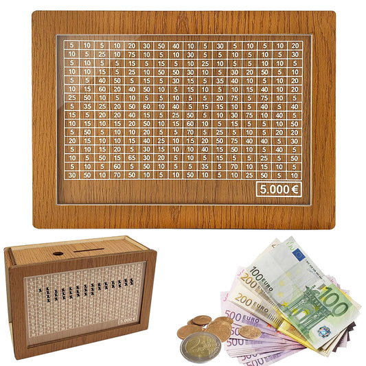 Large Capacity Wooden Piggy Bank Cash Box with Counter - Suitable for EURO_0