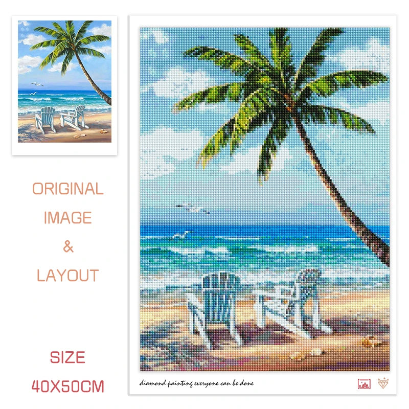Diamond Painting Seaside Art 5D DIY Diamond Embroidery Mosaic Sunset Full Square Round Drill Landscape Home Decorations Gift