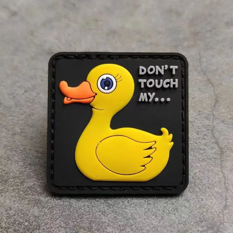 Tactical Little Yellow Duck Patch Hook and Loop Chapter PVC Rubber Morale Badge Space Duckling Armband Outdoor Backpack Stickers