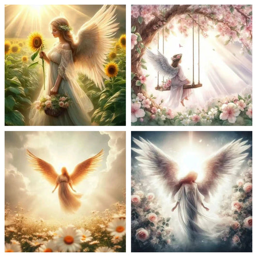 Dream Angels DIY 5D Diamond Art Painting New Arrival Mosaic Cross Stitch Kit Rose Sunflower Embroidery Full Drill Home Decor