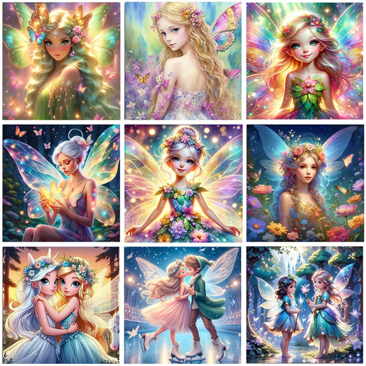 Beautiful Fairies Cute Elves With Flower 5D DIY Diamond Painting Full Drills Home Decor Mosaic Embroidery Cross Stitch Poster