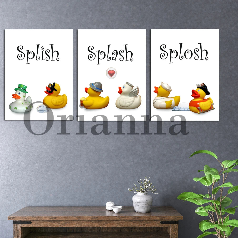 Lovely Rubber Duck Funny Wall Art Prints Posters Nordic Modern Home Living Room Kid Room Bathroom Toilet Decor Painting Gift