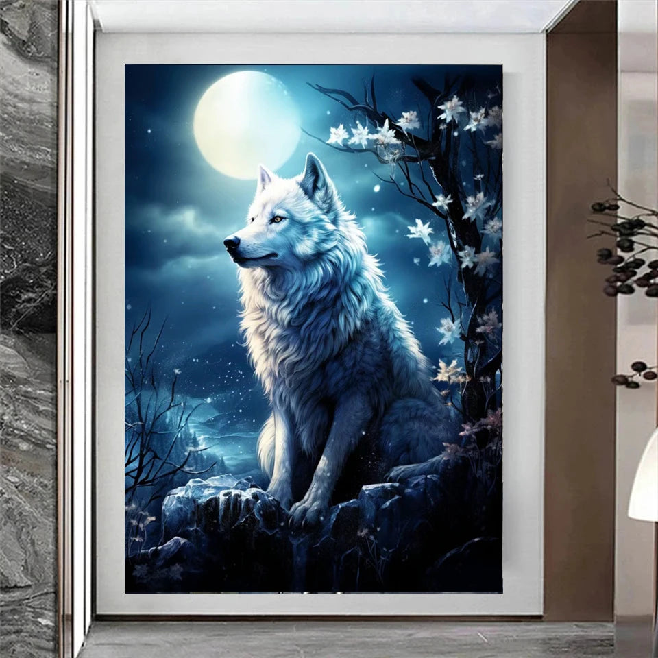 Full Square Diamond Painting Wolf Cross Stitch Kit Embroidery Animals Mosaic Sale Rhinestone Pictures Home Decoration