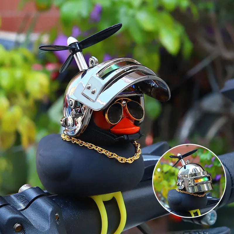 Black Duck in the Car Interior Decoration Yellow Duck with Helmet for Bike Motor Without Lights Duck In The Car Car Accessories