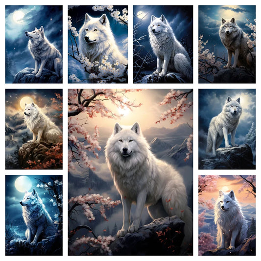 Full Square Diamond Painting Wolf Cross Stitch Kit Embroidery Animals Mosaic Sale Rhinestone Pictures Home Decoration