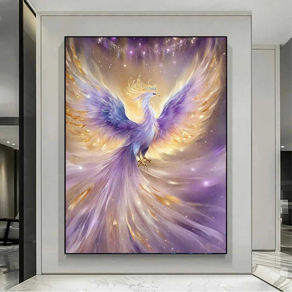 Golden Purple Phoenix  DIY Diamond Art Painting New 2024 Mosaic Cross Stitch Kits  Rhinestone Embroidery Picture Home Decoration