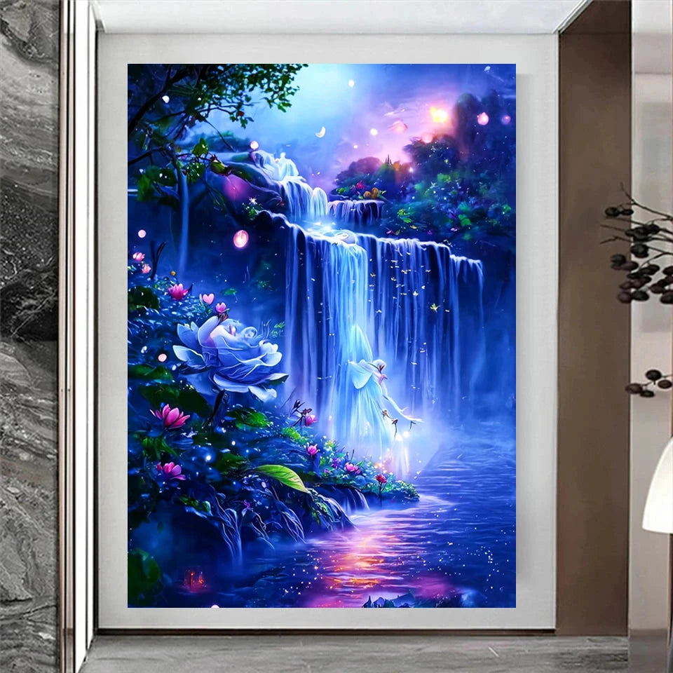 DIY Diamond Painting Art Fantasy Waterfall Rose Starry Sky Scenery Jewel Cross Stitch Kit Diamond Mosaic Embroidery Home Decor