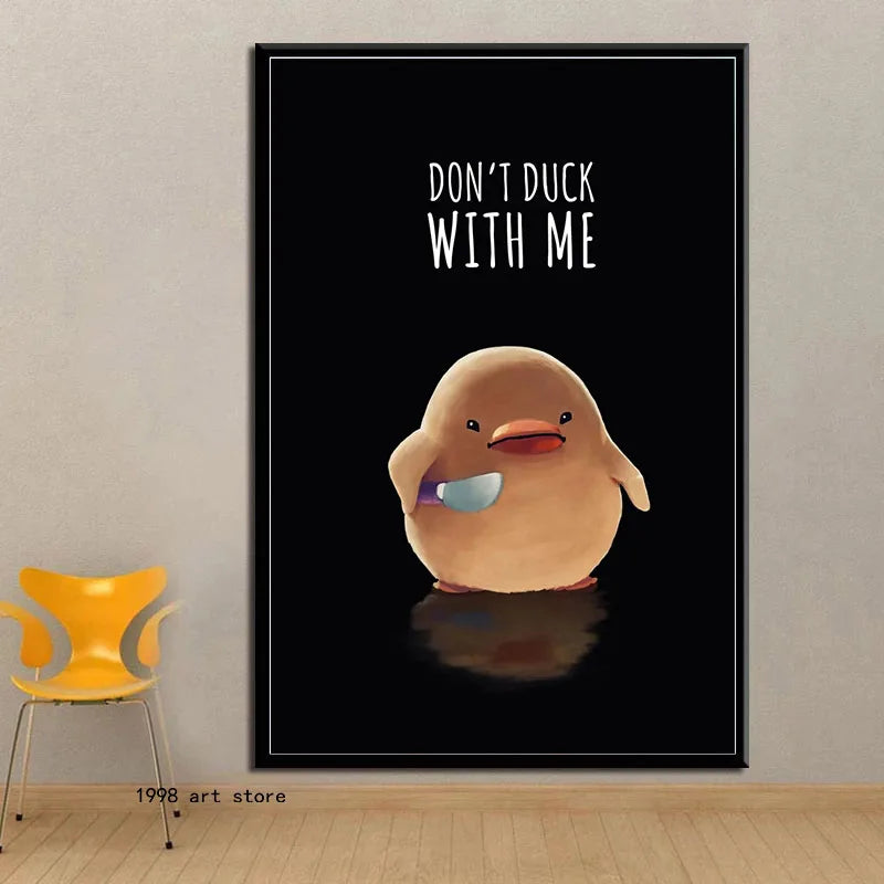 Funny Cute Animal Duck Explain It To The Duck,Don't Duck with Me Art Poster Canvas Painting Wall Prints Picture Room Home Decor