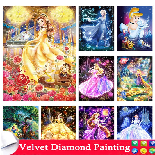 5D DIY Disney Diamond Embroidery Mosaic Full Display "Cartoon Princess" Diamond Painting Square/Round Rhinestones Decor Art