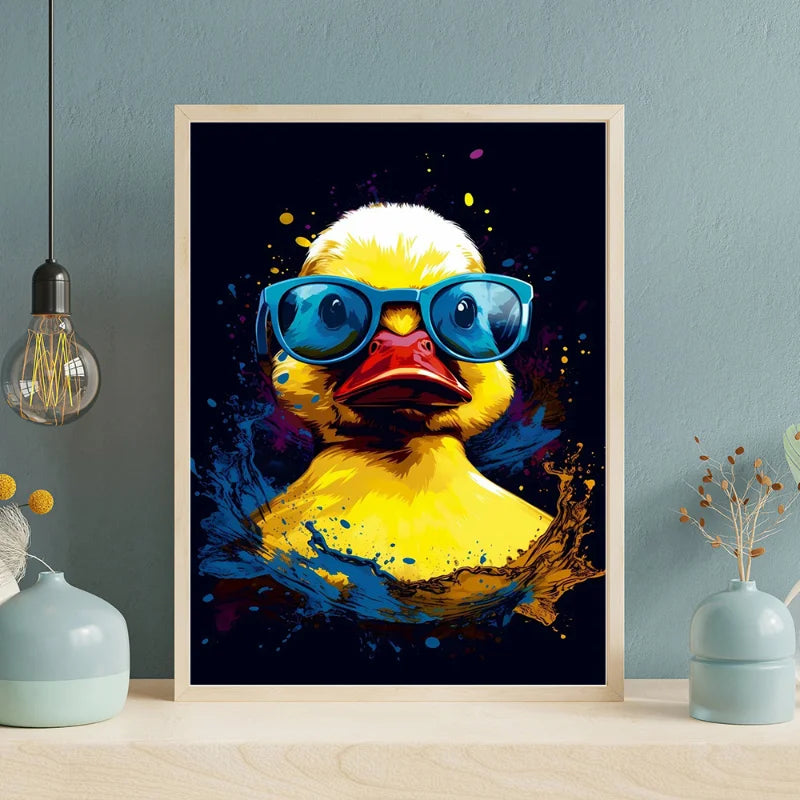 Funny Crown Rubber Duck Poster Canvas Painting Prints Wall Art Pictures for Living Room Kids Home Decor Gift No Frame Cuadros