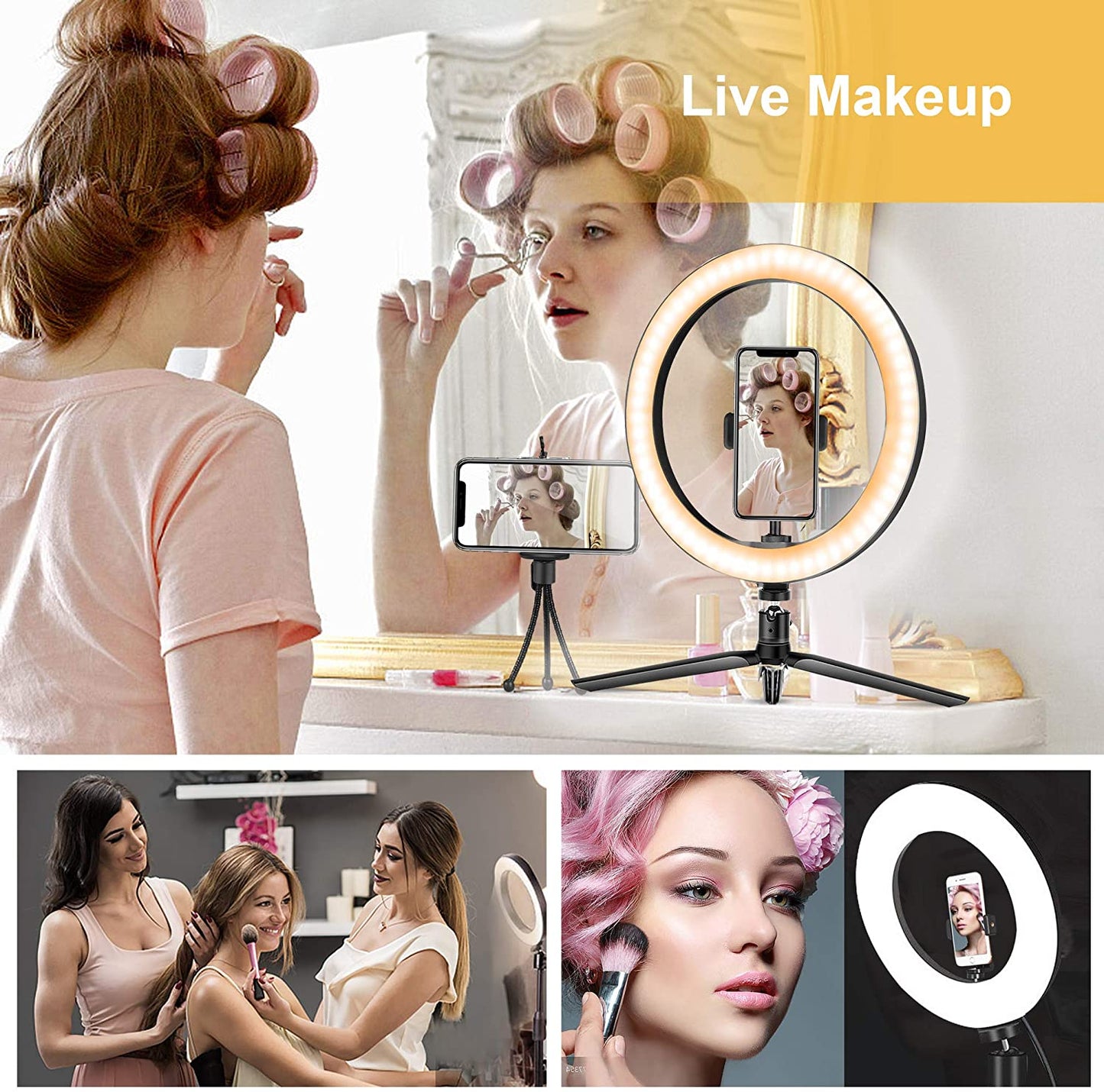 10inch LED Desktop Selfie Ring Light with 3 Modes- Battery Operated_5