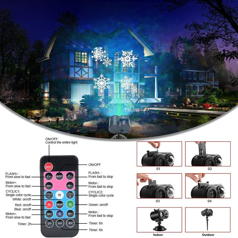 2 in 1 Holiday Projector Lights with 16 Film Options - AU,EU,UK,US Plug_4