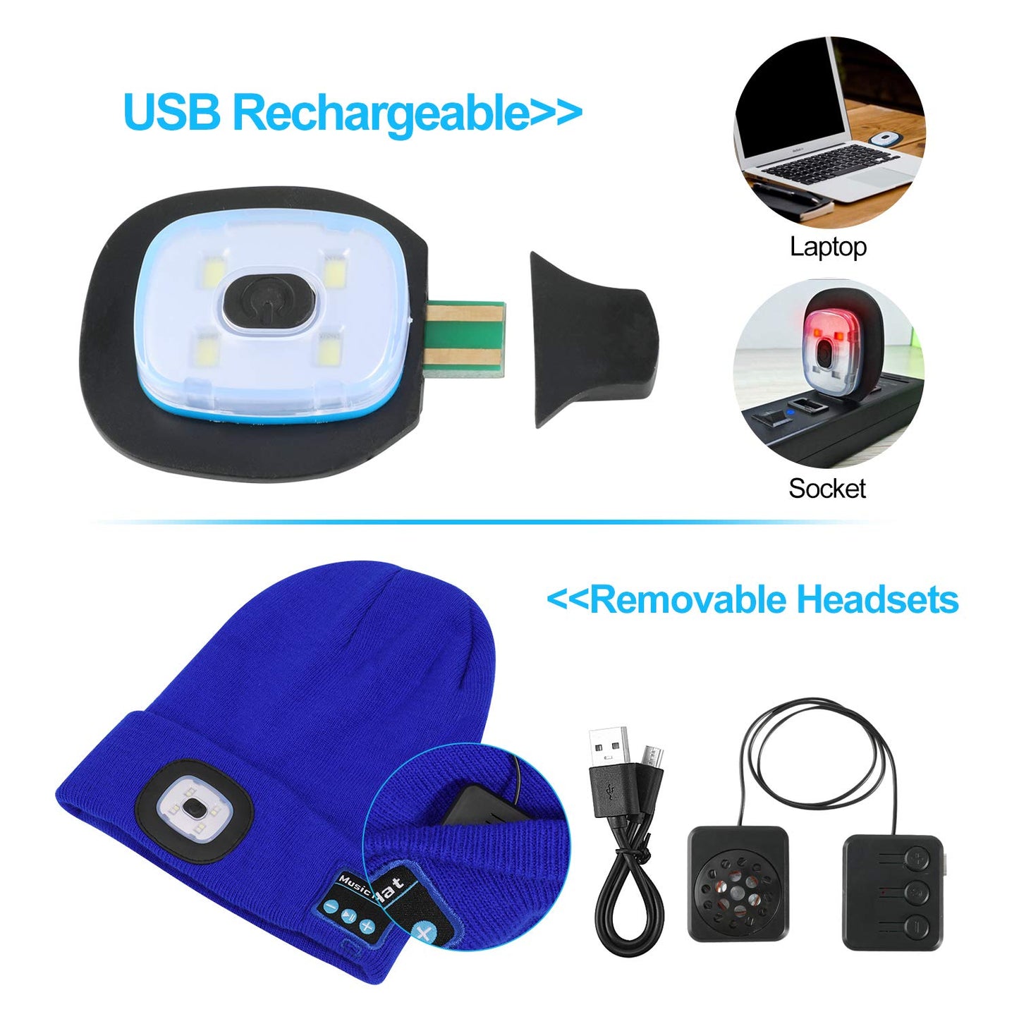 Bluetooth Music Knitted Hat with LED Lamp Cap- USB Charging_9