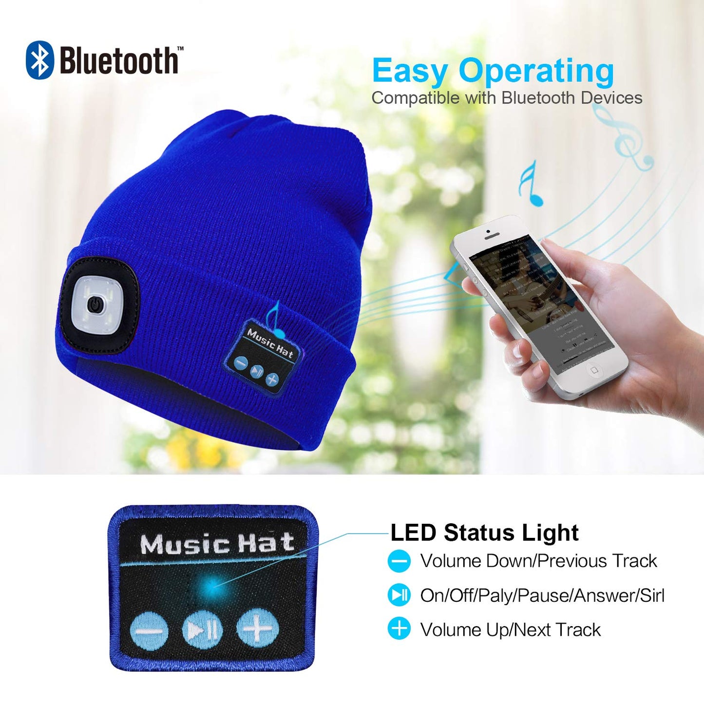 Bluetooth Music Knitted Hat with LED Lamp Cap- USB Charging_10