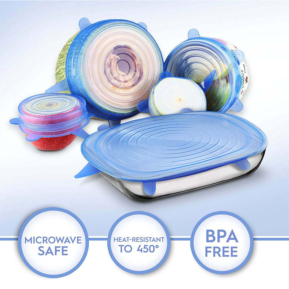 6 Pcs Reusable Universal Silicon Stretch Bowl Lids Kitchen Wrap Silicone Food Wrap Bowl Lid Kitchen Tools_15