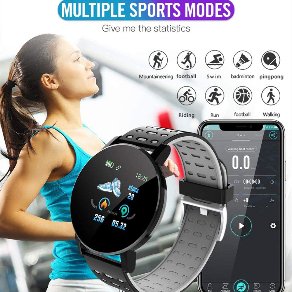 Bluetooth Smartwatch Blood Pressure Monitor Unisex and Fitness Tracker- USB Charging_13