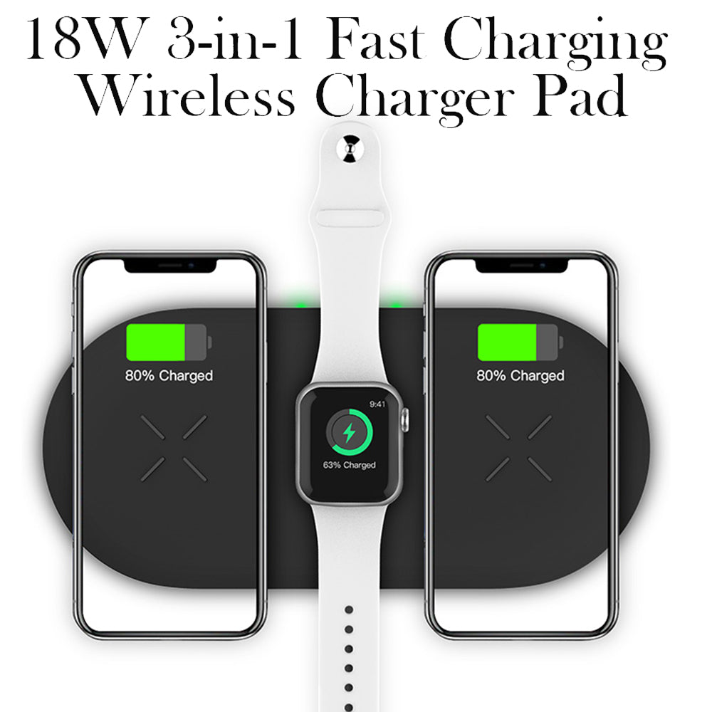 18W 3-in-1 Fast Charging Wireless QI Charger Pad for Apple, Samsung, Apple Watch and AirPods_2