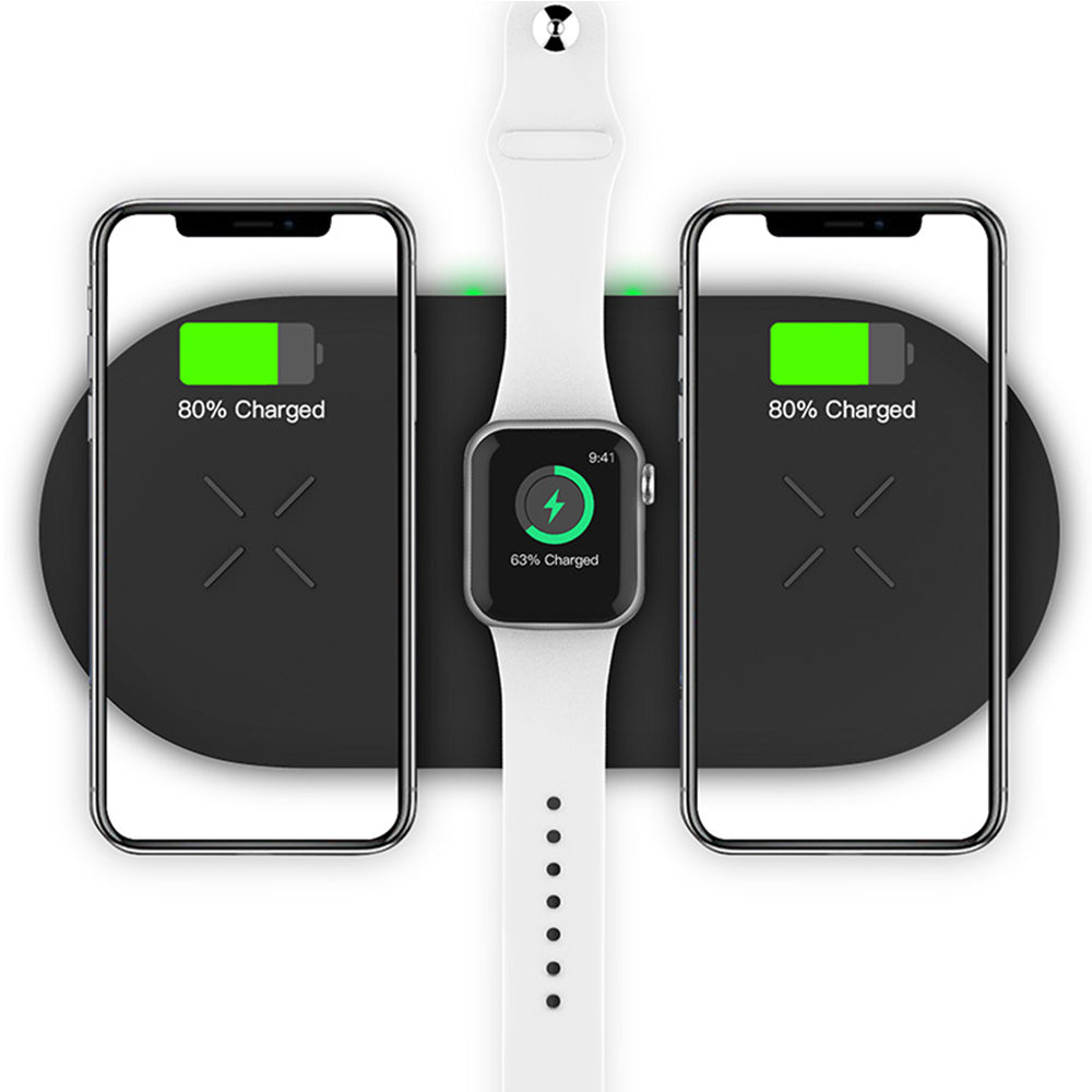 18W 3-in-1 Fast Charging Wireless QI Charger Pad for Apple, Samsung, Apple Watch and AirPods_0
