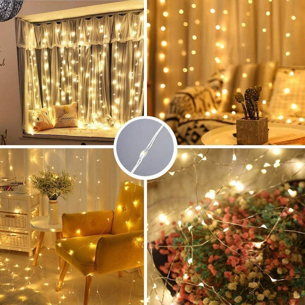 USB Powered Remote Controlled LED Light Curtain with Hook- White, Warm White, and Colorful_13