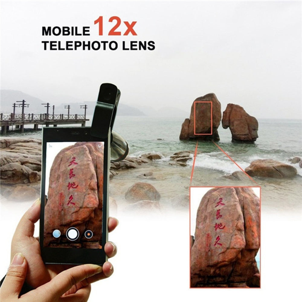 10 in 1 Kit 180 degree Fisheye Lens 0.65 Wide Angle Lens 12x Magnifying for Mobile Phones_18