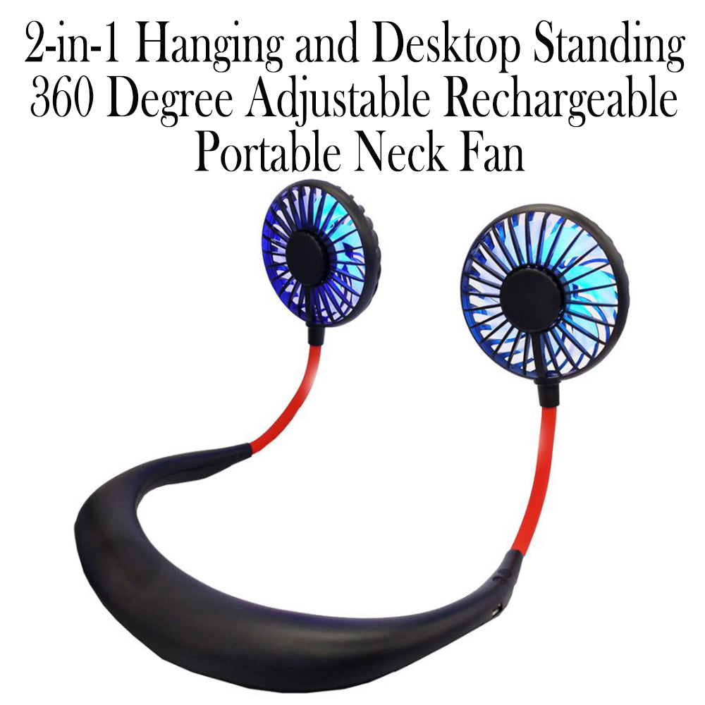 2-in-1 Hanging and Desktop Standing Adjustable USB Rechargeable Portable Neck Fan_4