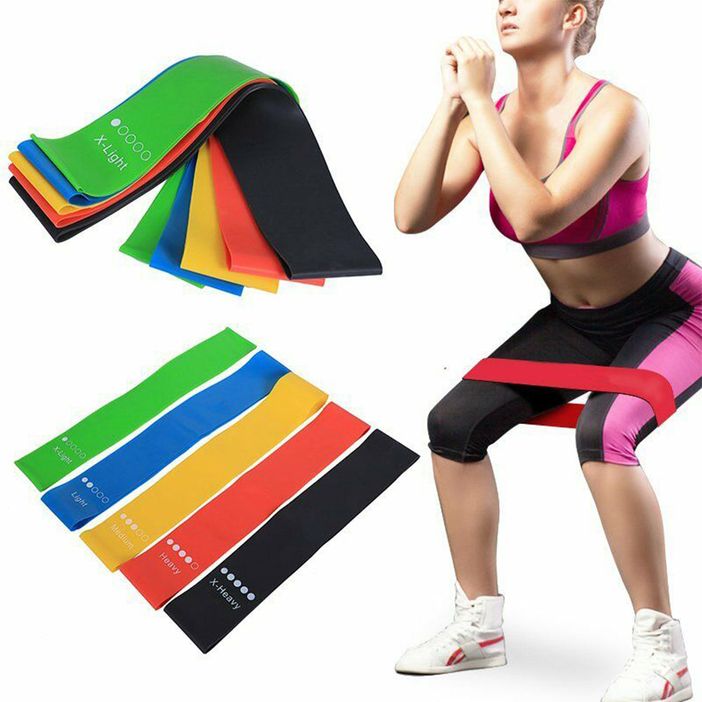 5-Pc Skin Friendly Different Levels Yoga Resistance Bands_0