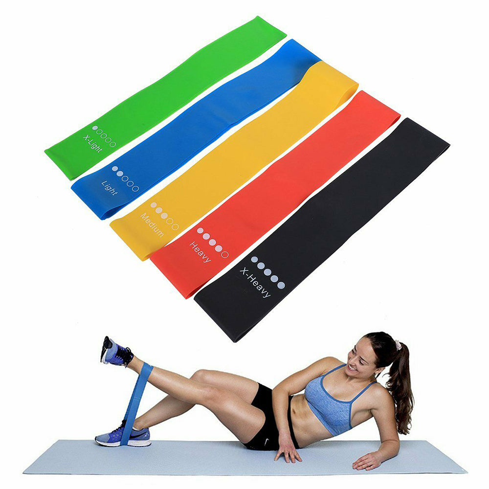 5-Pc Skin Friendly Different Levels Yoga Resistance Bands_3