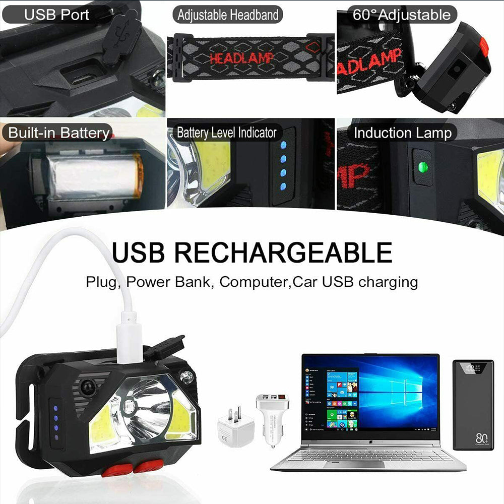 Bright Waterproof USB Rechargeable LED Head Lamp_10