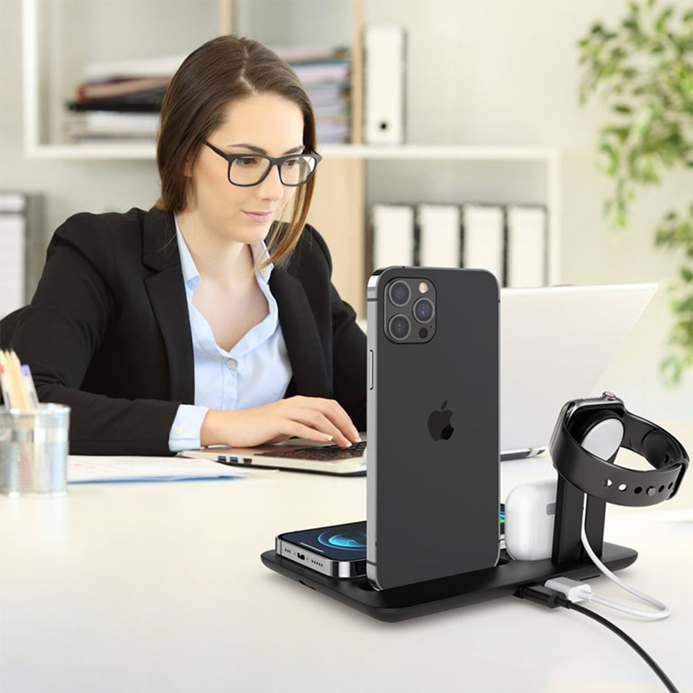 QI Enabled Wireless 3-in-1 Fast Charging Station- USB Powered_4