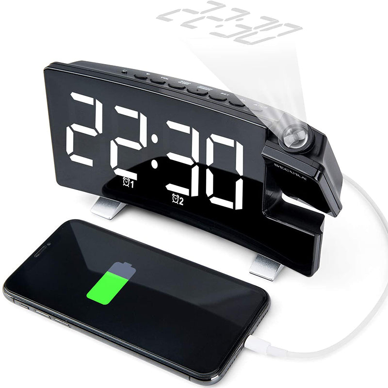 Projector FM Radio LED Display Alarm Clock- Battery Operated_0
