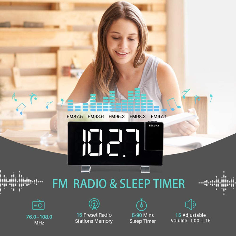 Projector FM Radio LED Display Alarm Clock- Battery Operated_5