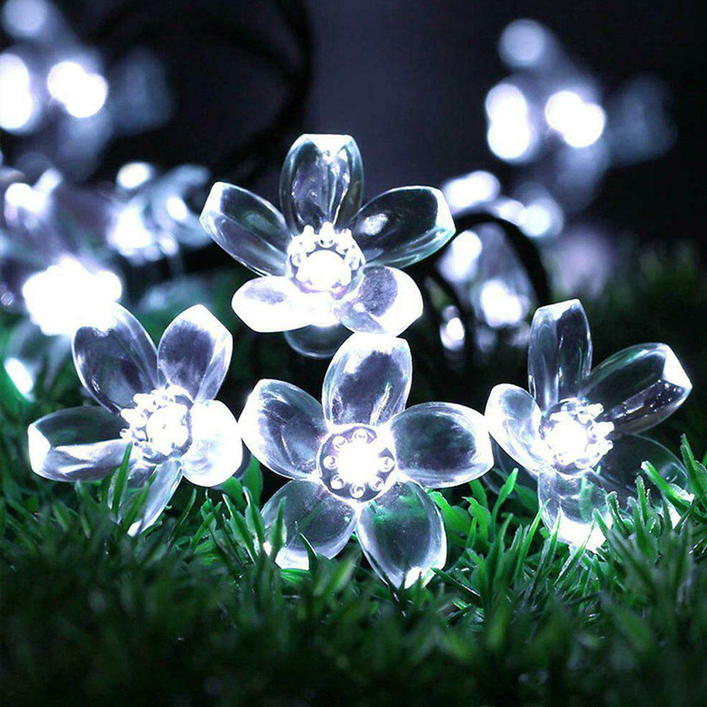 Solar Powered Flower String Lights Cherry Blossom Sakura Fairy Lights_20
