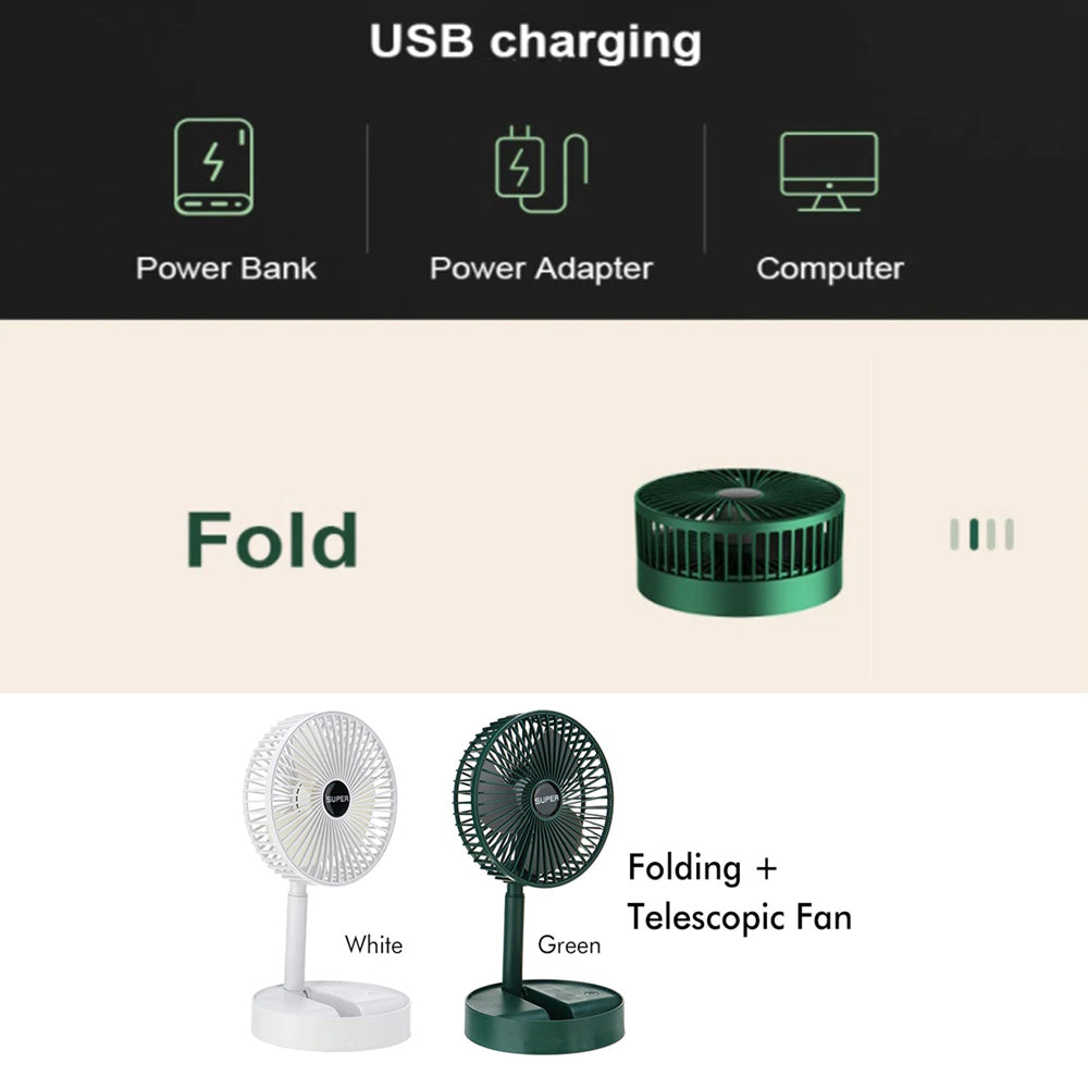 Mini Foldable USB Rechargeable Desk Fan Portable Telescopic Fan_11