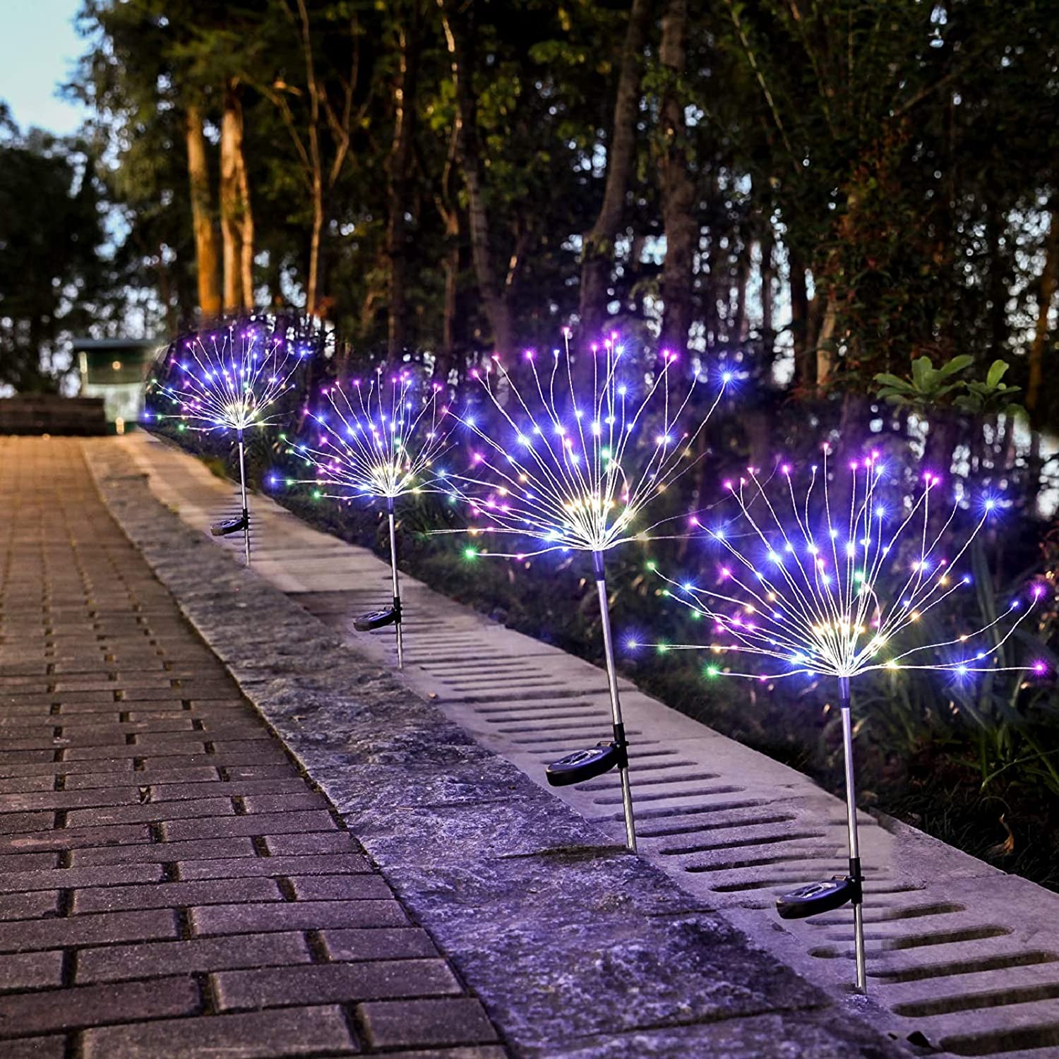 120 LED Solar Powered Outdoor Sparkling Fireworks LED Lights_0