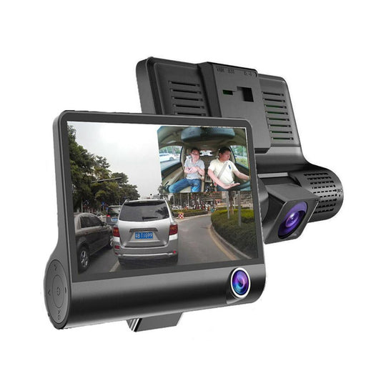 HD Front Rear & Interior Three Lens Car Dashboard Camera- Car Charger_0
