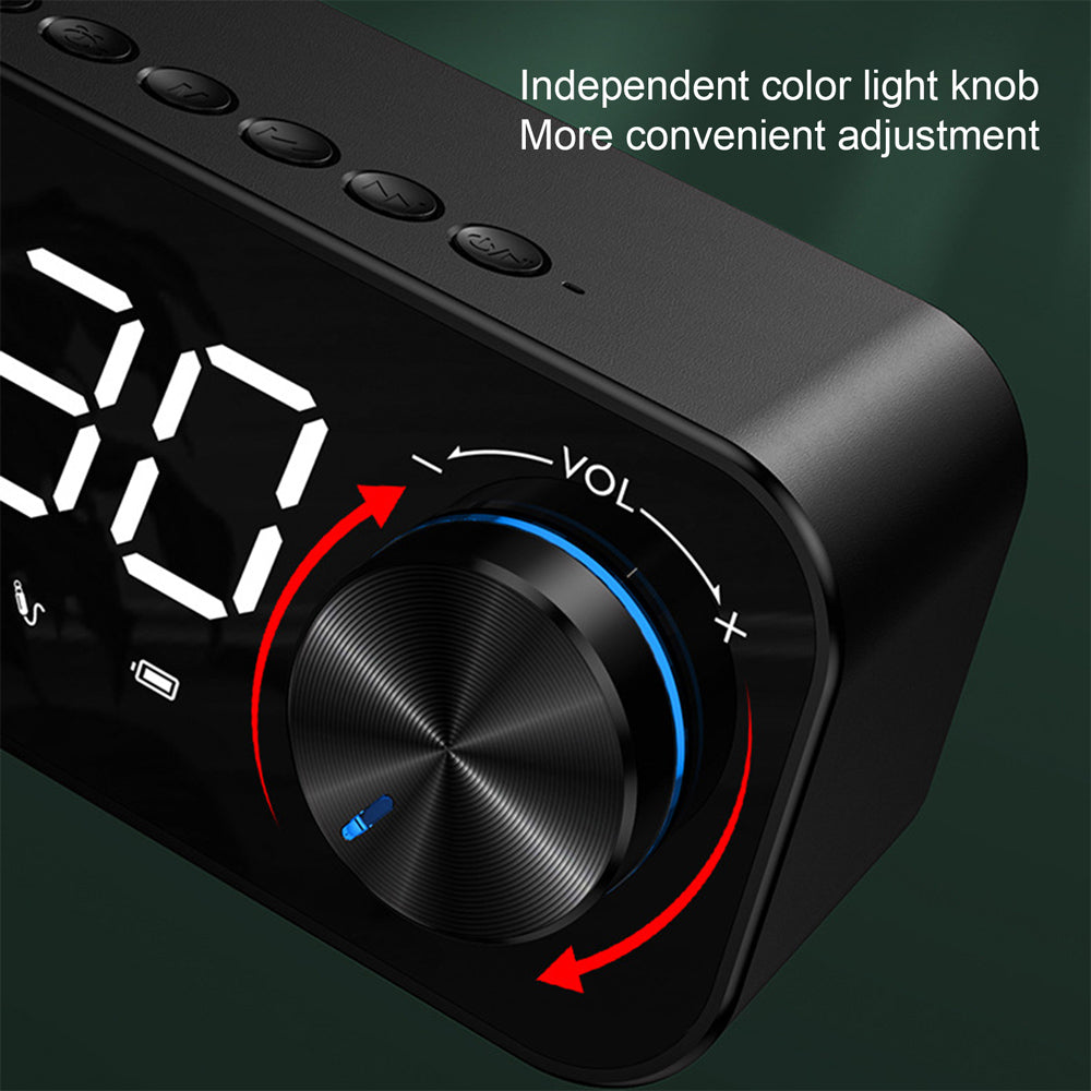 Multifunctional BT 5.0 Speaker Subwoofer LED Alarm Clock- USB Powered_7