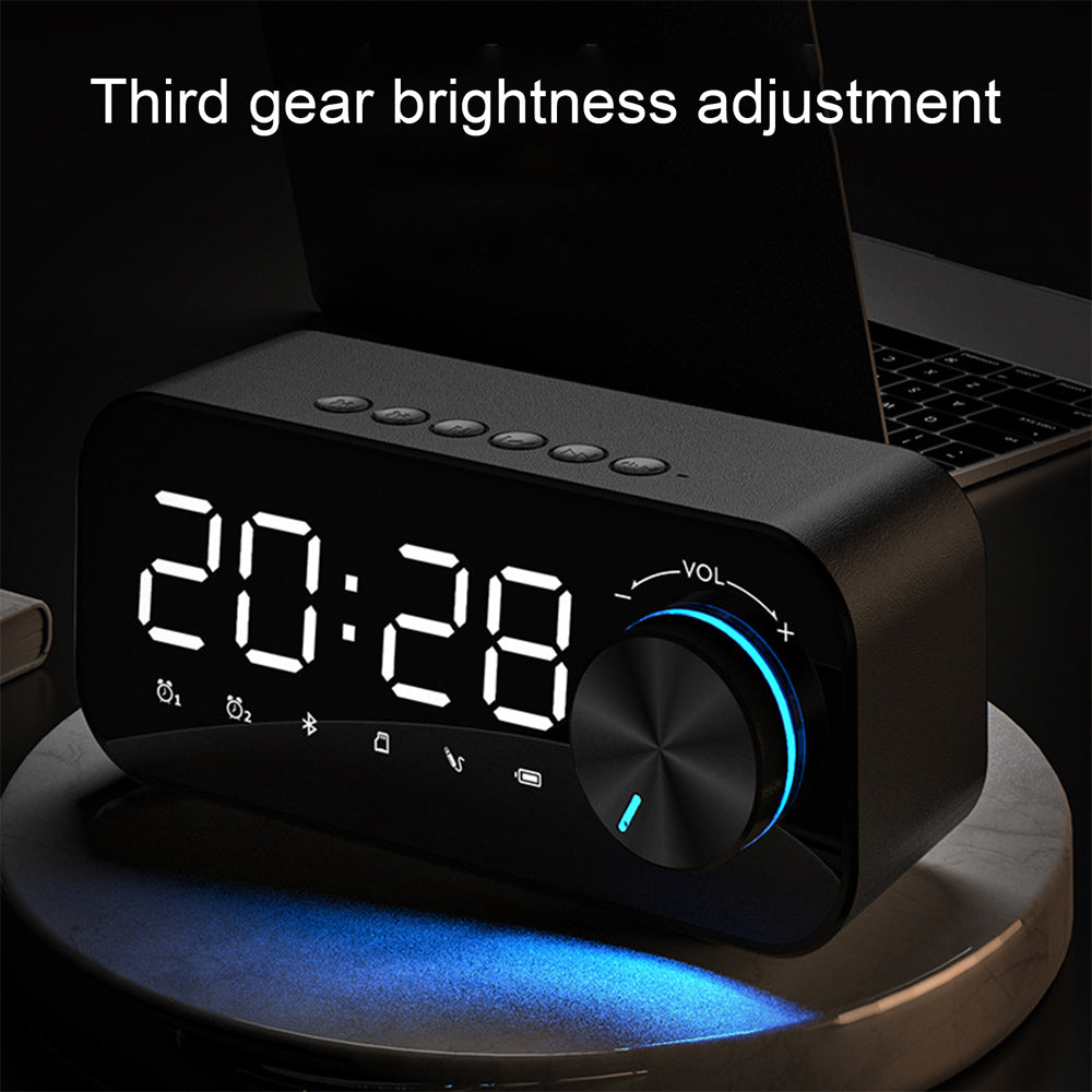 Multifunctional BT 5.0 Speaker Subwoofer LED Alarm Clock- USB Powered_8
