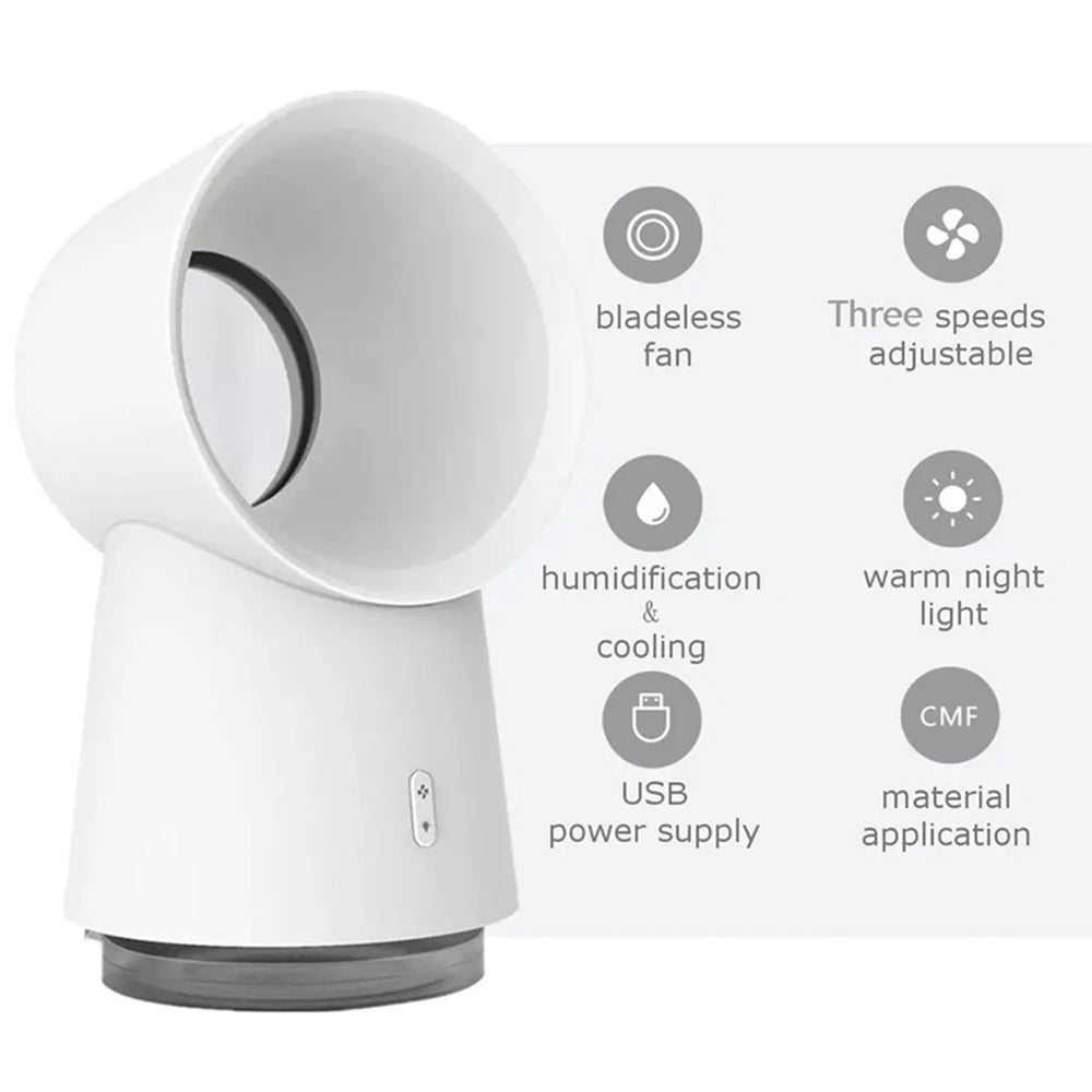 Mini Cooling Fan Bladeless Mist Humidifier w/ LED Light- USB Charging_8