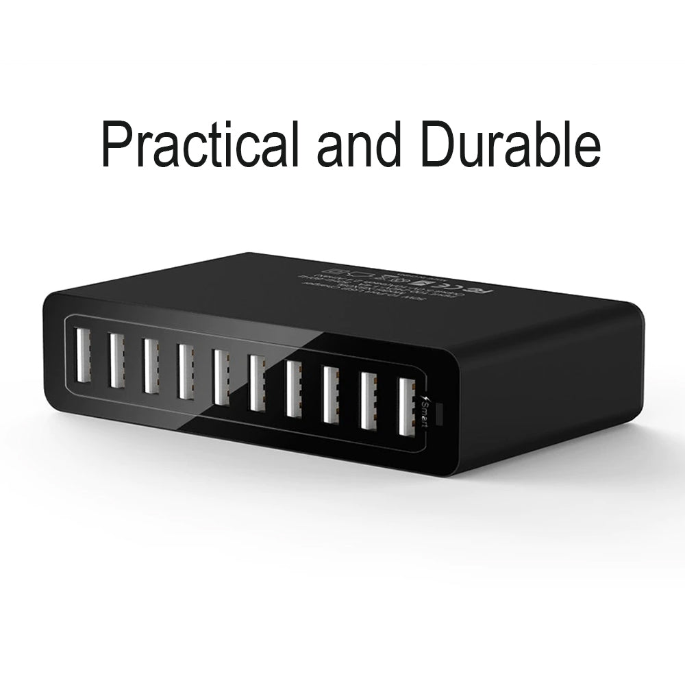 60W 10 USB Port Desktop Travel Family Wall Plug Charger_8