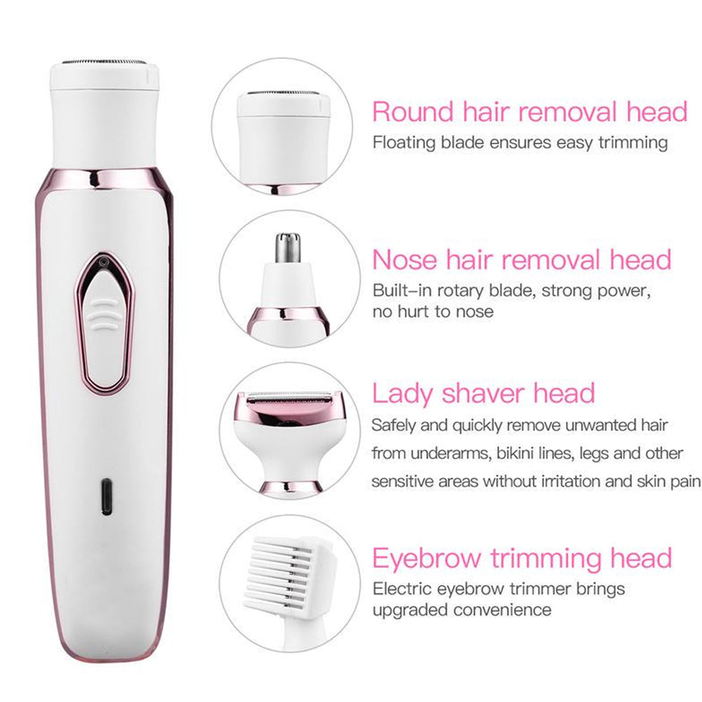 4-in-1 Women's USB Rechargeable Painless Electric Shaver_5
