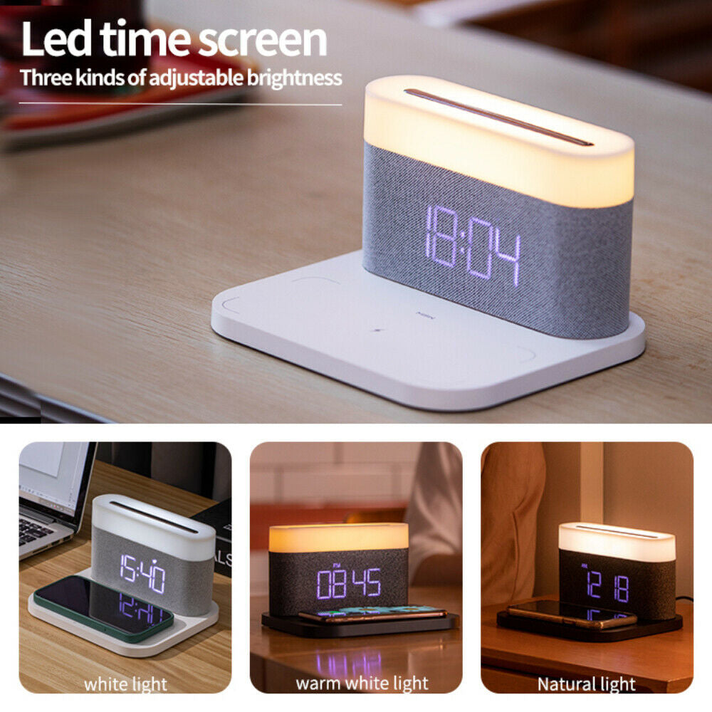 3-in-1 Wireless Charger Alarm Clock and Adjustable Night Light- USB Power Supply_9